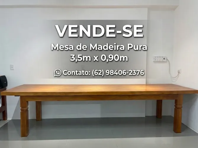 Vende se mesa de madeira pura 3,5M X 90