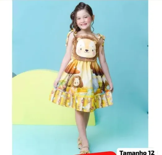Vestido Infantil Safari Tam 12 - Estampado