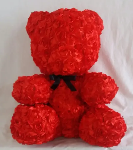 Urso Vermelho Paixão Ursinho de Pelúcia Fuxico Forma De Rosas com lantejoulas 60 cm