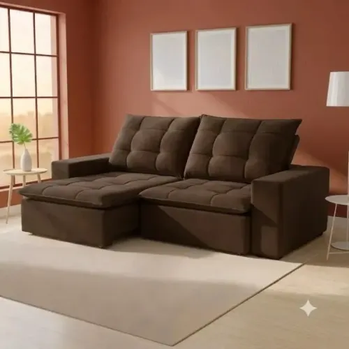 Sofá Angra Marrom Retrátil e Reclinável Promoção