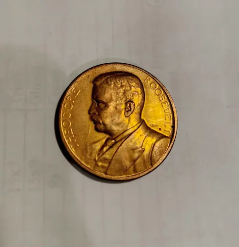Rara Medalha Presidencial Theodoro Roosevelt 26° Presidente Américano peso 17g