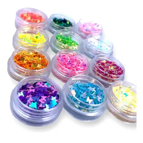 KIT 12 POTES DE GLITTER BORBOLETA ENCAPSULAR, BELLA ROSA