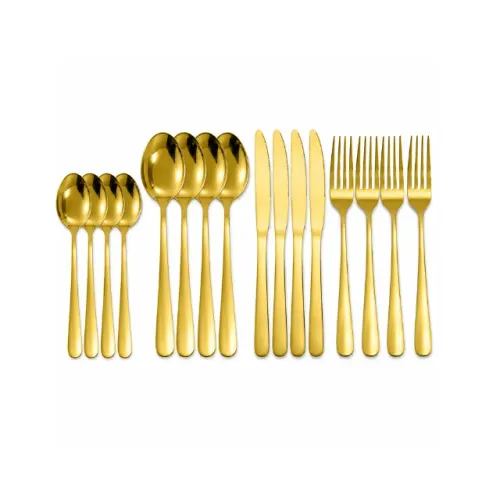 16x Talheres Gourmet Mix Aço Inox Cor Dourada