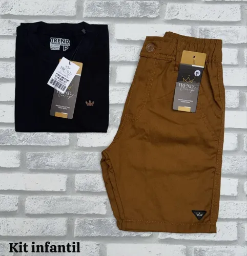 conjunto infantil short brim e camisas de 2 a 12 anos 