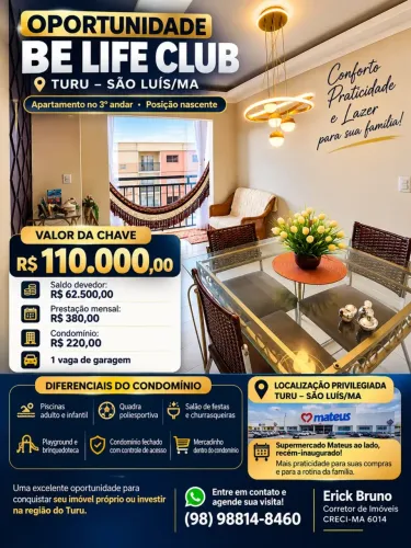 OPORTUNIDADE! VENDA DE CHAVE NO BE LIFE CLUB