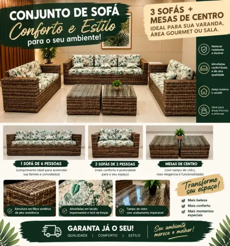 Conjunto de sofá + mesa de centro área Gourmet/Piscina