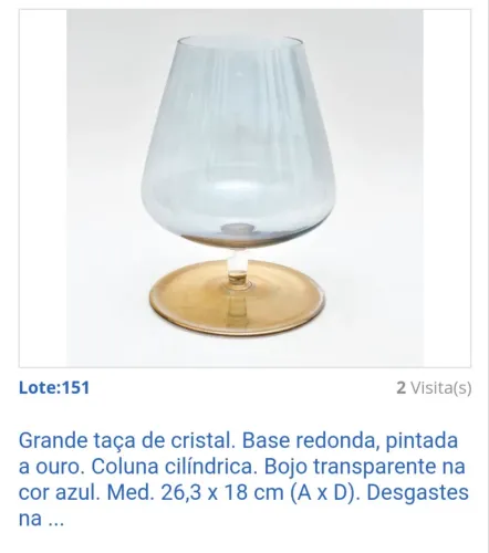 Jogo de taças cristal, bordado rendado