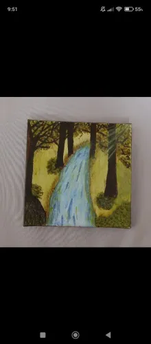 Mini Quadro Decorativo - Paisagem Bucólica (Pintado à Mão)