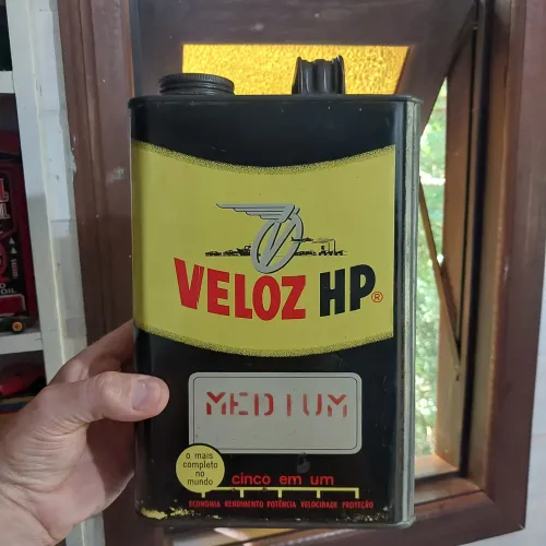 Antiga lata óleo Veloz HP Texaco Sunoco Mobil Atlantic Esso Shell 