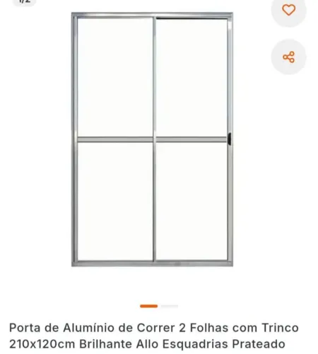 Porta de vidro 2 folhas de correr, 210x120 nova , na cx, Carapicuíba *