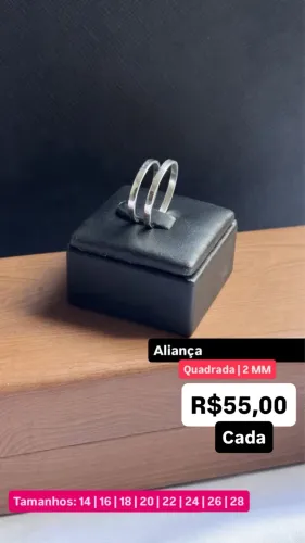 Aliança Quadrada 2mm (unidade) Prata 925