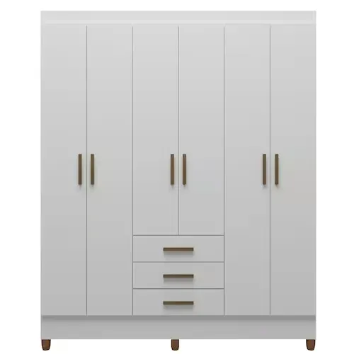 Guarda-Roupa Casal Bartira New Olimpia Plus 204x165cm 6 Portas 3 Gavetas - Branco