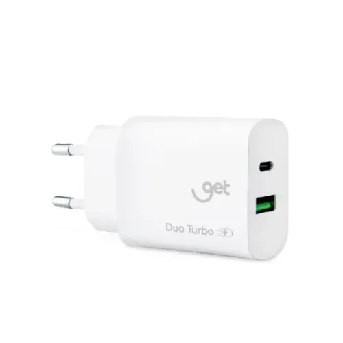 Carregador de Parede Get 3.0A 20W Branco Bivolt (2 USB) (1 USB-C)(1 USB) 3.0 - WZetta