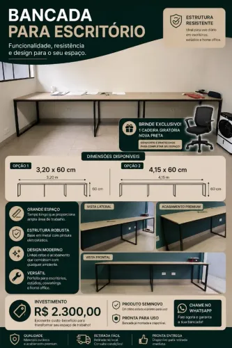 Mesa/Bancada de escritório