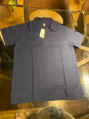 Camisa Polo Zara Man Texturizada Tricot Azul Marinho - Tam G (Nova Com Tag)