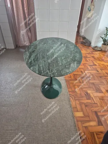 Mesa jantar oval tampo marmore verde Guatemala 140 x 080