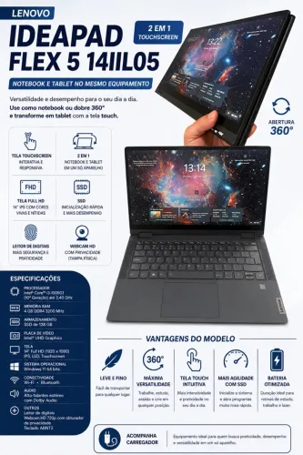 Vendo Lenovo IdeaPad Flex 5 14IIL05 ? 2 em 1 Touchscreen