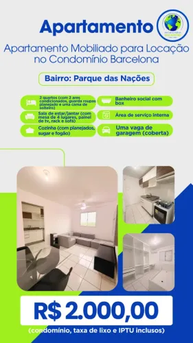 Apartamento Mobiliado para Locação no Condomínio Barcelona - Parque das Nações