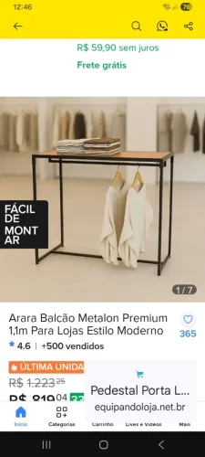 Arara balcão Metalon preta Industrial
