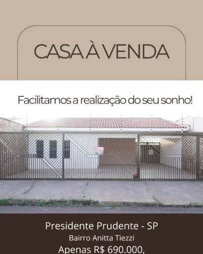 Casa em Presidente Prudente (SP), Bairro Anita Tiezzi com 4 Quartos