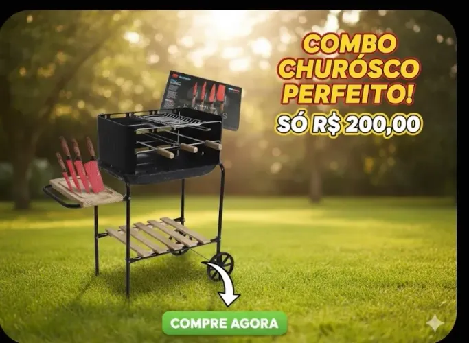 Vendo Churrasqueira Califórnia MOR carvão premium + 1 kit de 4 facas Diamond