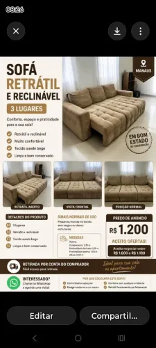 Sofá 3 lugares