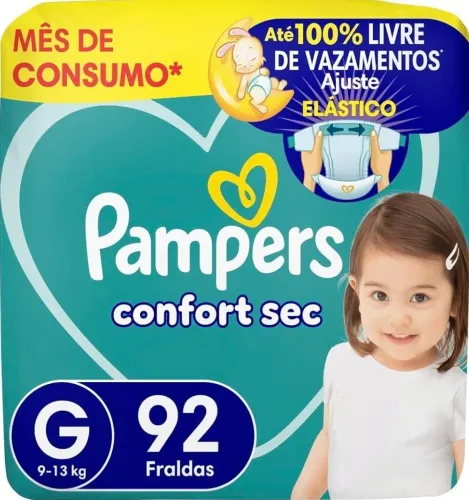 Fralda Pampers Confort Sec Tamanho G, 92 Unidades