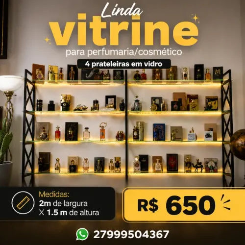 LINDA VITRINE PARA PERFUMARIA E COSMÉTICOS Estrutura moderna Vidro grosso