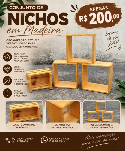 Conjunto de Nichos em Madeira