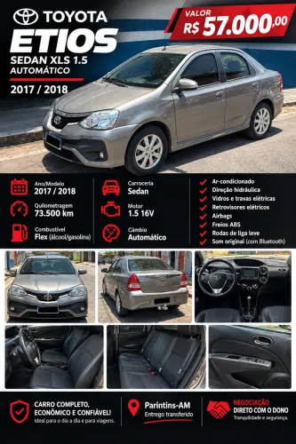 Toyota Etios XLS Sedan 1.5 Flex 16V 4P Aut. 2018