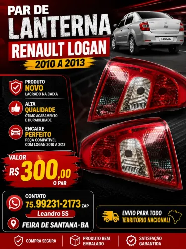 Par de lanterna RENAULT LOGAN 2010 a 2013