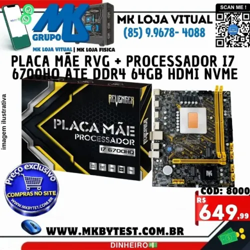Placa Mãe RVG + Processador I7 6700HQ ate DDR4 64gb HDMI Nvme