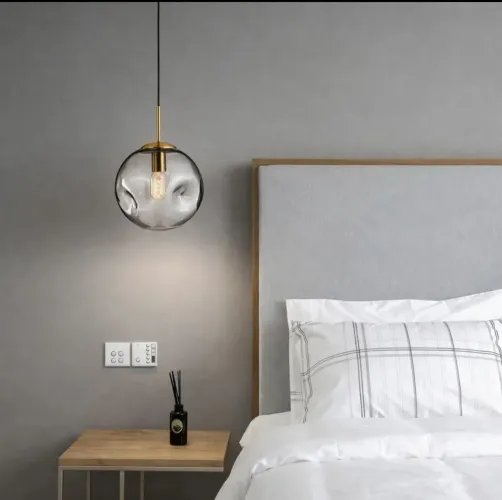 2 Luminárias pendente de vidro Fumê 25cm 