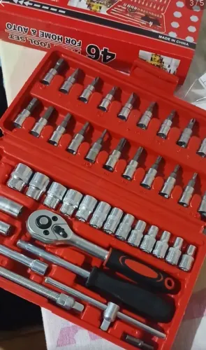 Kit Ferramentas 46 Peças Com Soquetes e Chaves Para Carro e Casa