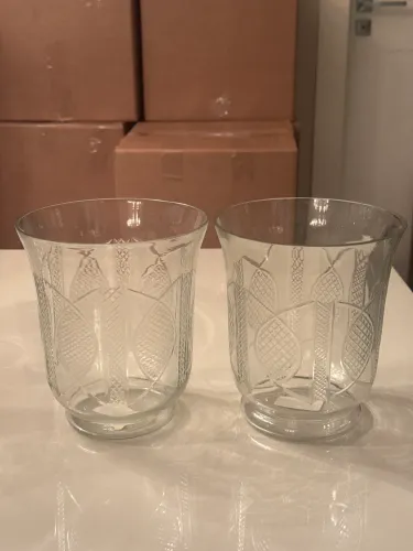 Par de vaso vidro redondo bico de abacaxi