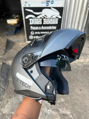 CAPACETE RACE TECH ARTICULADO C/OCULOS FUME SIGNAL