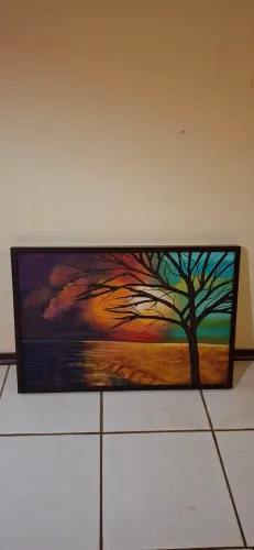 Quadro árvore e entardecer
