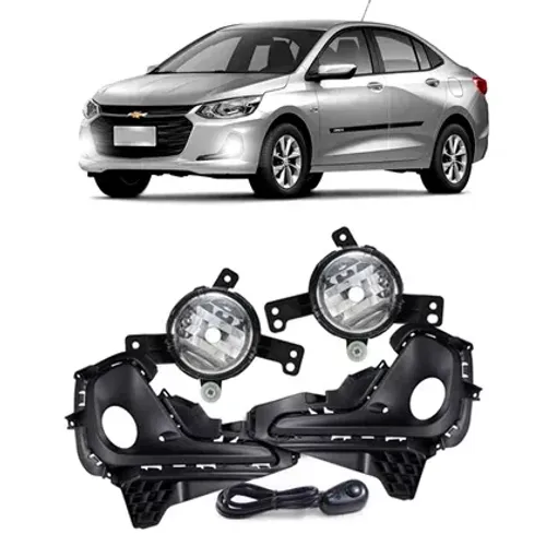 Kit Farol de Milha Neblina Chevrolet Onix 2020 - 2024 com Botão Paralelo