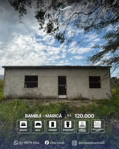 BAMBUÍ, ORLA 23 IMOBILIÁRIA VENDE! EXCELENTE IMÓVEL EM FASE FINAL DE ACABAMENTO EM MARICÁ.