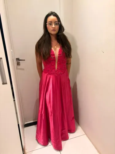 Vestido de festa rosa pink