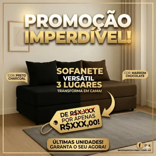Sofá-cama(sofanete) 3 lugares PROMOÇÃO IMPERDIVEL, oferta incrível pague na sua casa !!