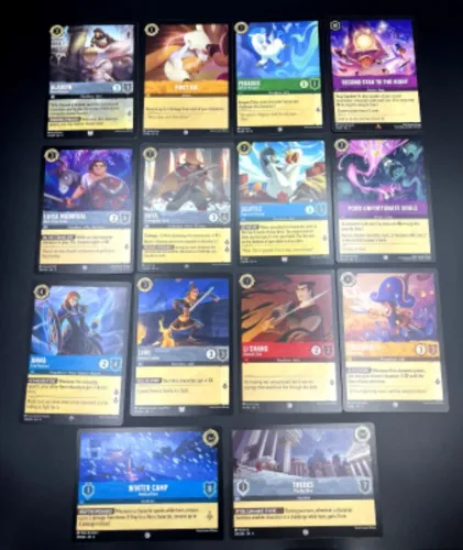 DISNEY LORCANA TCG CARTA COLECIONAVEL ORIGINAL LOTE COM 14 CARTAS