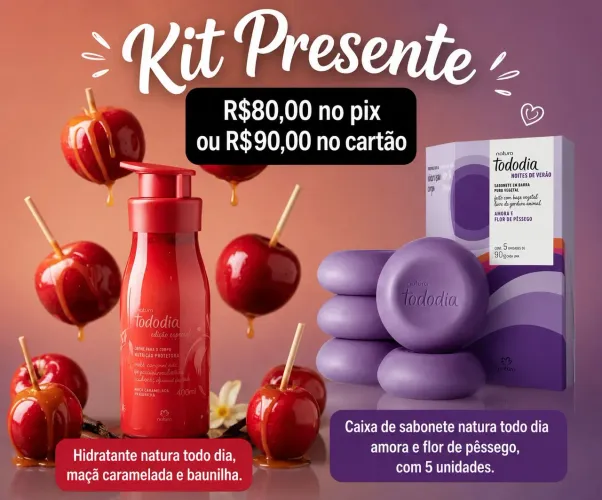 Kit 1 hidratante natura e 1 caixa de sabonete 