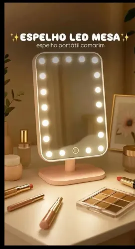 espelho de led de mesa portatil com camarim