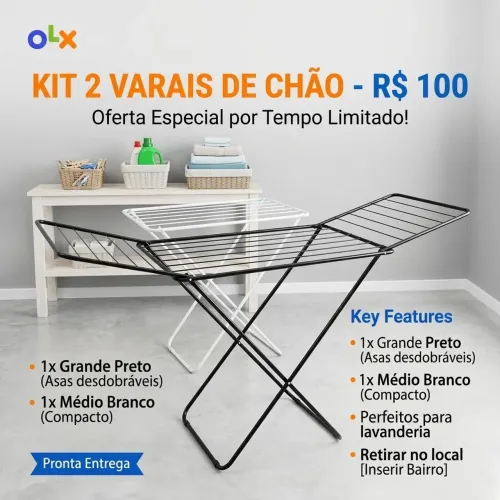 Kit com 2 Varal de chão novos promoção