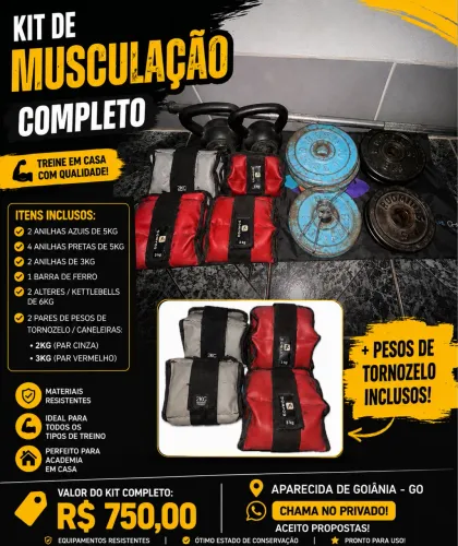 ? KIT DE MUSCULAÇÃO COMPLETO + PESOS DE TORNOZELO ?