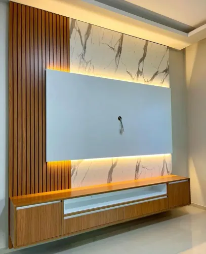 Painel Para Televisão Ripado Com Led