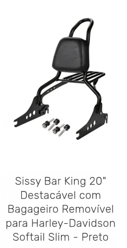 Apenas R$ 1.690,00 - Sissy Bar Wings Custom 20'' para Harley Davidson Usado