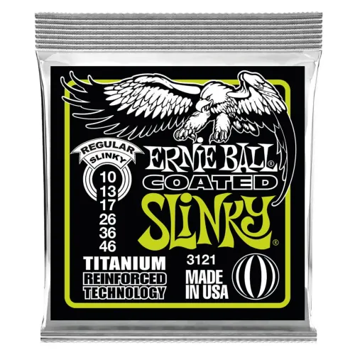 Corda Ernie Ball 010 Regular Slinky Coated Titanium Rps para Guitarra
