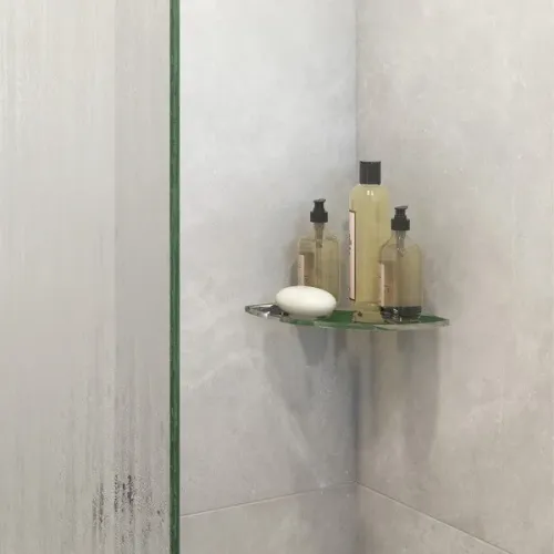 Porta shampoo de vidro incolor temperado 